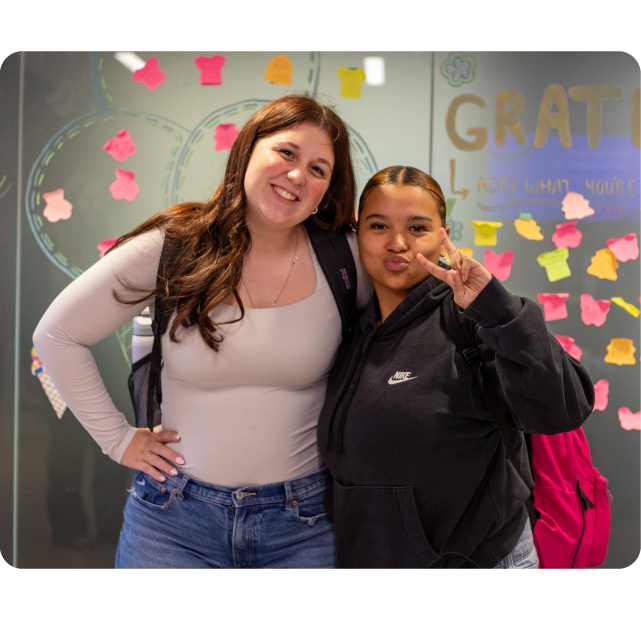 Two students at a wellness event.