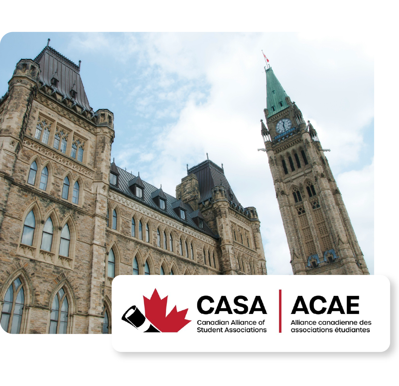 Parliament in Ottawa, Ontario with the CASA logo on top.